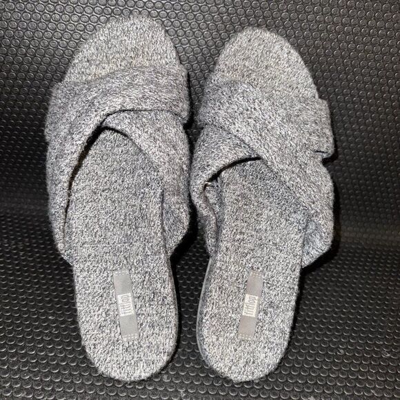 FitFlop Women's Love Gray Marled Gracie Merino Wool Cross Slides Size 10 - Picture 7 of 9